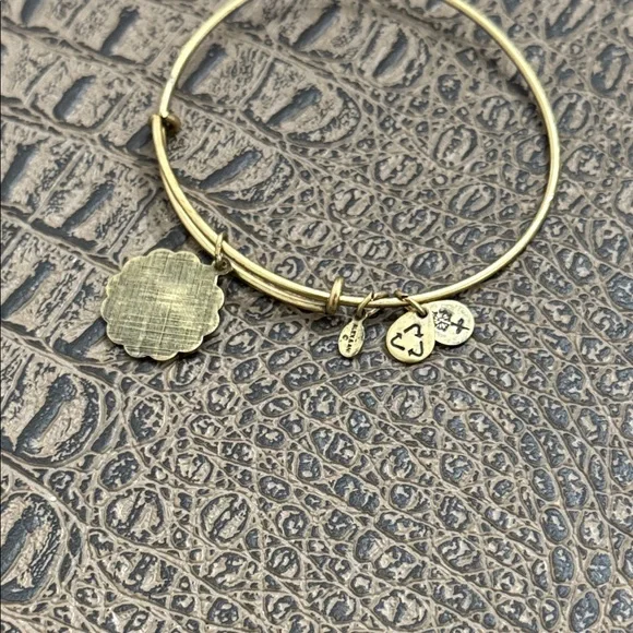 Alex & Ani gold tone Fleur-de-Lis charm bangle bracelet - Picture 5 of 6